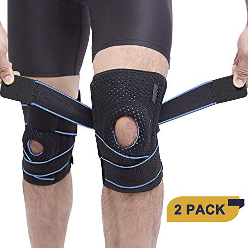 OFUN Rodilleras Deportivas, 2 Piezas Rodillera de Neopreno con Estabilizadores Laterales y Almohadillas de Rótula en Gel, Rodillera Ligamento para Depor