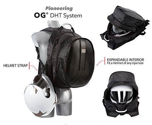 OG Online&Go Getaway Mochila Moto Impermeable, Hombre, Rígida, Gran Capacidad, Expandible 35L/45L, Bolsa Porta-Casco Motorista, Correa Casco, Antirrobo, Reflectante, USB, Portátil