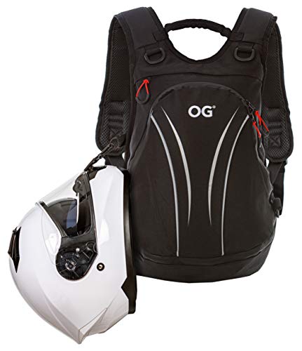 OG Online&Go Roadrunner Mochila Moto Negra Impermeable Ligera, 20L, Bolsa Porta-Casco Moto, Correa Casco, Ciclismo, Antirrobo, Portátil, Reflectante