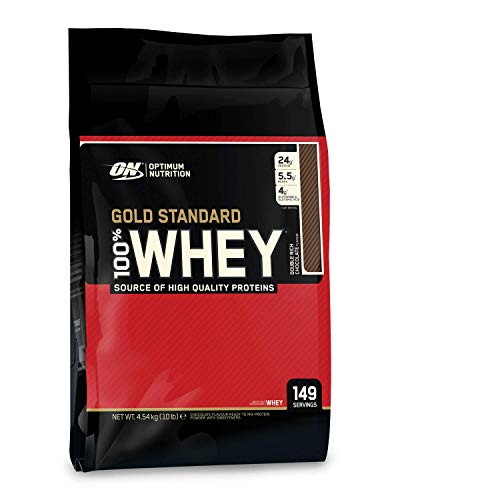 Optimum Nutrition ON Gold Standard 100% Whey Proteína en Polvo Suplementos Deportivos, Glutamina y Aminoacidos, BCAA, Double Rich Chocolate, 146 porciones, 4.53 kg, Embalaje puede variar