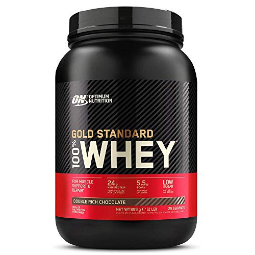 Optimum Nutrition ON Gold Standard 100% Whey Proteína en Polvo Suplementos Deportivos, Glutamina y Aminoacidos, BCAA, Double Rich Chocolate, 29 porciones, 900g, Embalaje puede variar