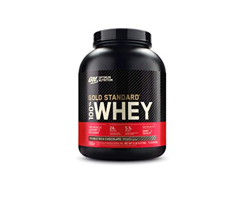 Optimum Nutrition ON Gold Standard 100% Whey Proteína en Polvo Suplementos Deportivos, Glutamina y Aminoacidos, BCAA, Double Rich Chocolate, 73 porciones, 2.26 kg, Embalaje puede variar