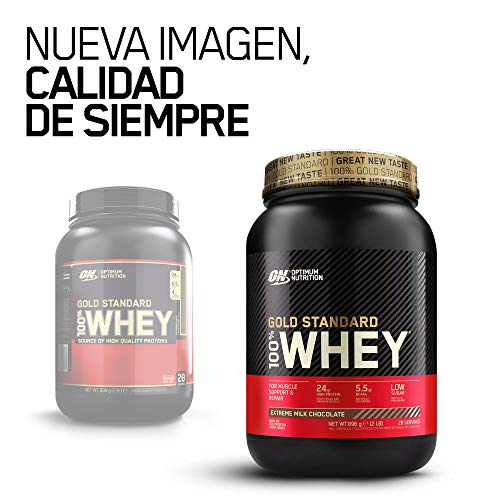 Optimum Nutrition ON Gold Standard 100% Whey Proteína en Polvo Suplementos Deportivos, Glutamina y Aminoacidos, BCAA, Extremo Chocolate con Leche, 28 porciones, 900g, Embalaje puede variar