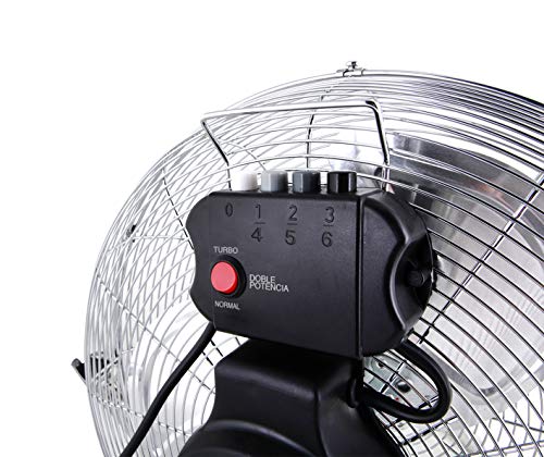 Orbegozo 17230 Ventilador industrial Power Fan con inclinación regulable, 6 velocidades de ventilación, posición modo silencioso, asa de transporte, rejilla de seguridad, 120 W de potencia, No aplica