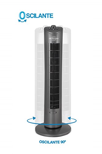 Orbegozo TW 0850 – Ventilador de torre con temporizador, bandeja para esencias, 3 velocidades, movimiento oscilante y 60 W de potencia