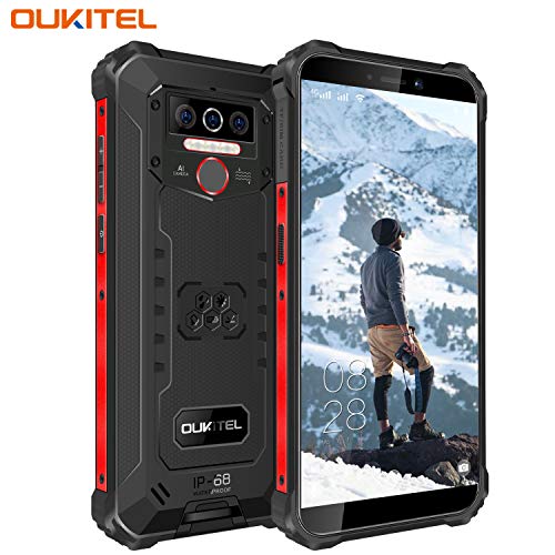 OUKITEL WP5 IP68 Móvil Libre Resistente,Telefonos Robusto Android 9.0 4G Impermeable Smartphone, 8000mAh Batería Rugged Móvil,4+32GB,5.5'' HD+ (Gorilla Glass),Triple Cámara,4 LED Flash (Negro)