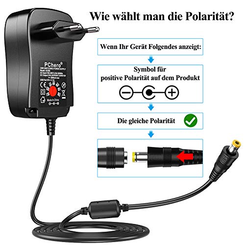 PChero 30W Fuente de Alimentación Universal de AC DC 3V / 4,5V / 5V / 6V / 7,5V / 9V / 12V, con 9pcs Adaptador de Punta de DC y Ranura USB - 2000mA