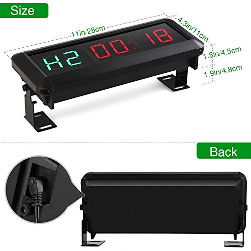 PELLOR Temporizador con Pantalla LED, Reloj de Pared 6Dígitos LED Temporizador de Intervalos, Reloj en Tiempo Real de 12/24 Horas, Gym Temporizador con Mando a Distancia por Infrarrojos