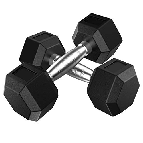 Pesa de Gimnasia Barra de 2 piezas de goma hexagonal con mancuernas de hierro sólido hexagonal con mancuernas de gimnasio / entrenamiento familia Barra Disco cuerpo de 5 kg, 10 kg, 15 kg, 20 kg Combin