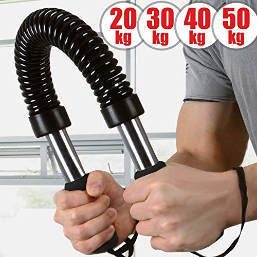 Physionics Power Twister - Resistencia 30kg/50kg - Barra de Fuerza para Ejercicios de Fitness y Entrenamiento de Pecho y Brazos en Casa, Expansor Muscular de Pectoral, Barra de Torsión