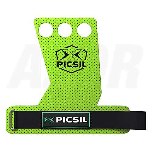 PICSIL AZOR Grips 3H - Calleras para Crossfit Grips Gymnastics, Pullups, Weight Lifting, Chin Ups Protect Your Palms. Size S. Green Color.