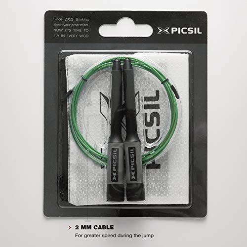 PicSil Sphinx Rope Fabricada en Plástico Resistente y Duradero Cuerda de Saltar Ligera 28grs de Peso Cable Ajustable de 2mm para Alta Velocidad Unisex para Hombre y Mujer Fitness y Crossfit