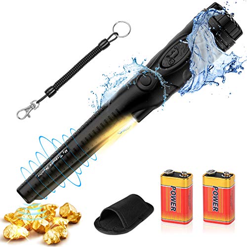 POVO Detectores de Metales Pinpointer IP68 Impermeable 5-10 Metros Bajo el Agua con 2 Pilas Naranja Portátil Herramientas para Buscar Oro Plata Monedas para Junior Niño Adultos (Negro)