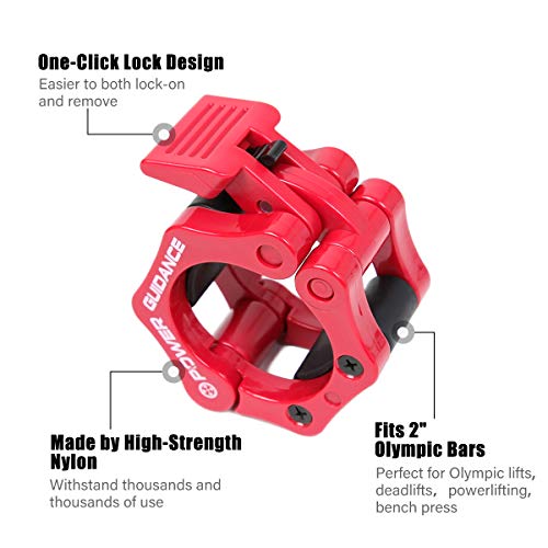 POWER GUIDANCE Abrazaderas de Topes para Barras, Barbell Barra Barra Olímpica con Bloqueo para Fitness,Mancuernas (1 par)