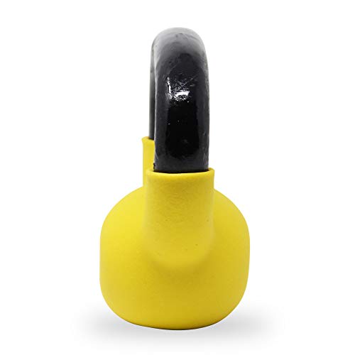 POWRX Kettlebell Hierro Fundido 2 kg - Pesa Rusa con Revestimiento de Neopreno + PDF Workout (Amarillo)