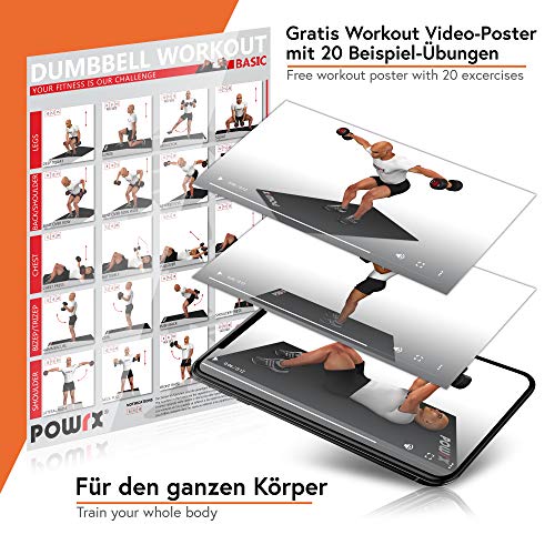 POWRX Mancuernas Vinilo 4 kg Set (2 x 2 kg) + PDF Workout (Orange)