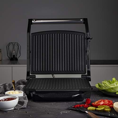 Princess 112415 Grill para bocadillos con tapa flotante, Se puede guardar en vertical, 2000 W, Plancha, 30 x 24 cm, Negro