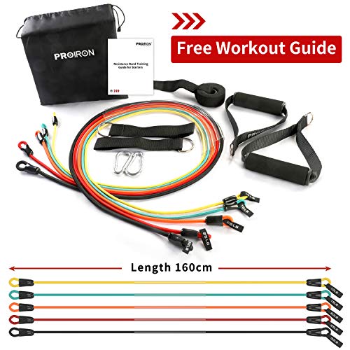 PROIRON Elasticos Fitness Bandas con Asas Acolchadas Correas de Tobillo y Anclaje para Puerta, Bandas Elasticas Fitness Resistencia para Yoga Crossfit