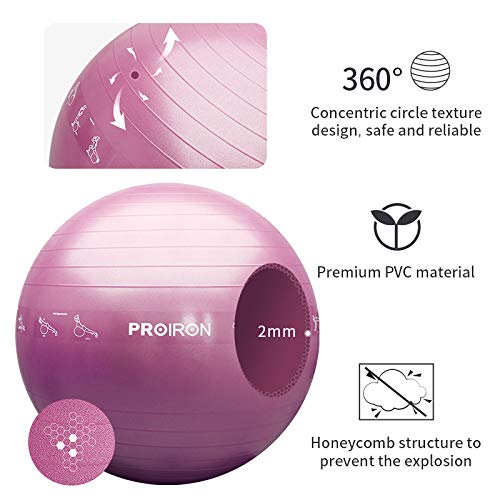 PROIRON Pelota de Pilates 55cm Fitball Pilates Pelota Embarazo (Rosa)