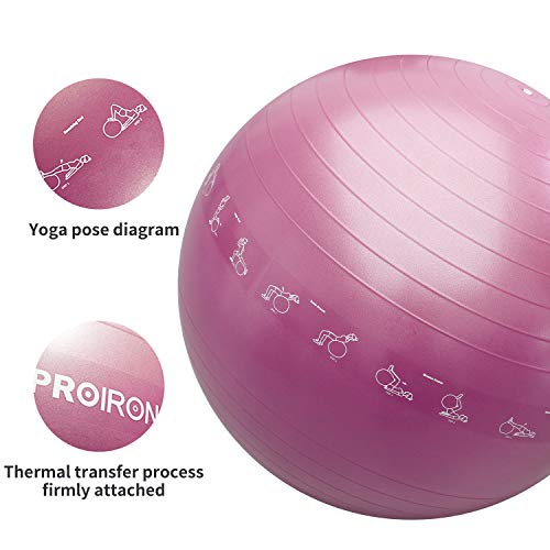 PROIRON Pelota de Pilates 55cm Fitball Pilates Pelota Embarazo (Rosa)