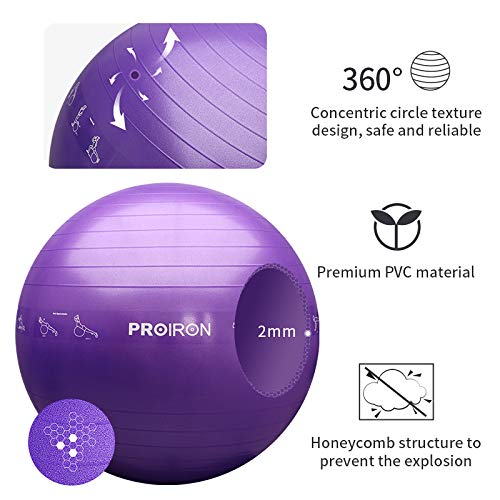 PROIRON Pelota de Pilates 65cm Fitball Pilates Pelota Embarazo (Púrpura)