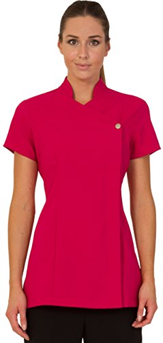 ProLuxe Bata de Trabajo para salón de Belleza, peluquería, salón de Masaje, salón de Terapia, SPA, clínica médica o salón de uñas, con botón a presión, Disponible en 6 Colores - 38 - Fucsia