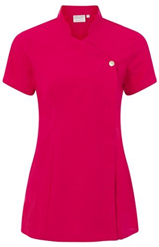 ProLuxe Bata de Trabajo para salón de Belleza, peluquería, salón de Masaje, salón de Terapia, SPA, clínica médica o salón de uñas, con botón a presión, Disponible en 6 Colores - 38 - Fucsia