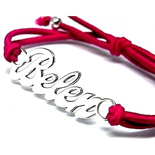 Pulsera de goma elástica personalizada con el nombre que quieras de Plata de ley, una joya original perfecta si quieres hacer un regalo único