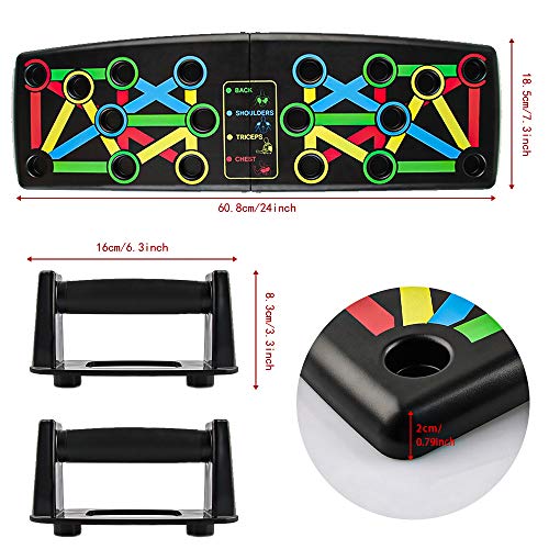 Push Up Rack Board, Tabla de Empújar Portátil Multiparte 14 en 1, Maquinas Plegables Codificadas por Color para Hacer Ejercicio para el Entrenamiento Muscular del Brazo en Interiores (negro)