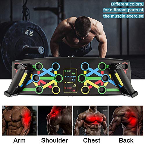 Push Up Rack Board, Tabla de Empújar Portátil Multiparte 14 en 1, Maquinas Plegables Codificadas por Color para Hacer Ejercicio para el Entrenamiento Muscular del Brazo en Interiores (negro)