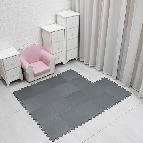 qqpp Alfombra Puzzle para Niños Bebe Infantil - Suelo de Goma EVA Suave. 18 Piezas (30*30*1cm), Gris. QQC-Lb18N