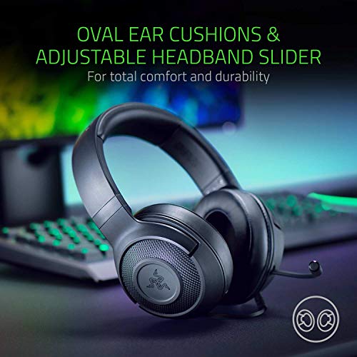 Razer Kraken x 7.1 Auriculares Gaming con Sonido Envolvente con Compatibilidad Multiplataforma, Ergónomico y ligero; 250 g peso, Color Negro