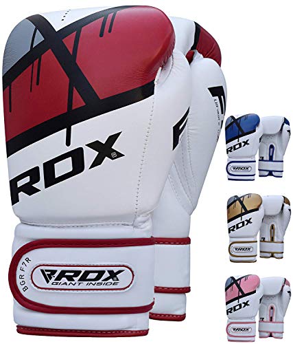 RDX Guantes de Boxeo para Entrenamiento y Muay Thai | Maya Hide Cuero Mitones para Kick Boxing, Sparring | Boxing Gloves para Combate Training, Saco Boxeo