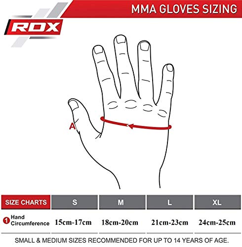 RDX MMA Guantes Grappling | Abierto Palma Mate Negro Convexo Piel Cuero Guantes | Lucha contra La Jaula De Sparring Entrenamiento Guante