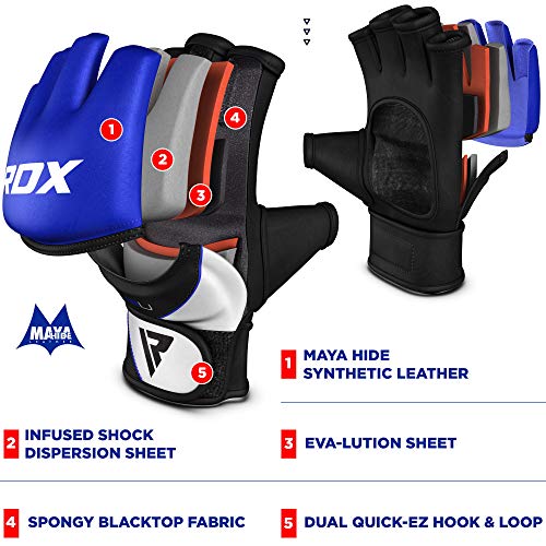 RDX MMA Guantes Maya Cuero Lucha Libre Sparring Artes Marciales Guantillas Entrenamiento Grappling