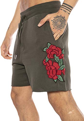 Red Bridge Pantalones Cortos de Flores o Rosas para Hombres Gym Short Moda Verde