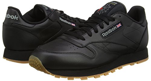 Reebok Classic Leather - Zapatillas de cuero para hombre, color negro (black / gum 2), talla 45.5