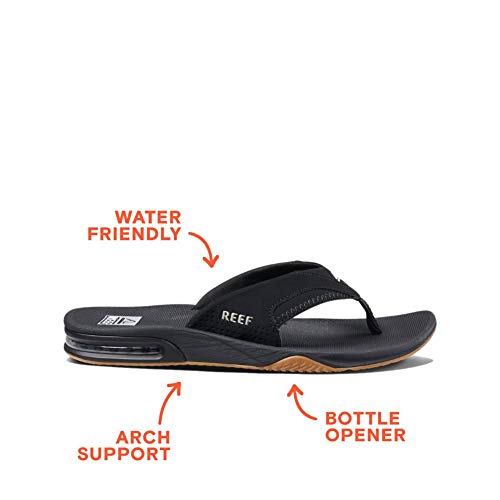 REEF Fanning, Sandalias Flip-Flop para Hombre, Negro (Black / Silver), 44 EU