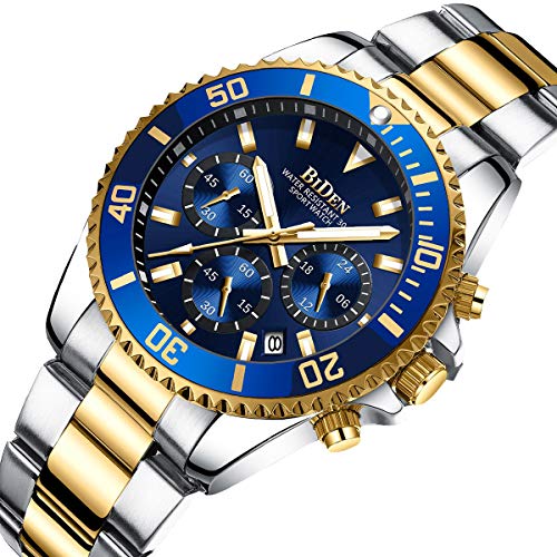 Relojes Hombre Relojes Grandes de Pulsera Militares Cronografo Diseñador Luminosos Impermeable Reloj Hombre de Acero Inoxidable Dorado Analogicos Fecha