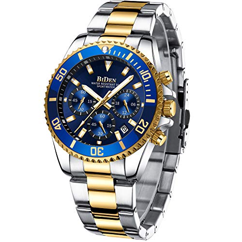 Relojes Hombre Relojes Grandes de Pulsera Militares Cronografo Diseñador Luminosos Impermeable Reloj Hombre de Acero Inoxidable Dorado Analogicos Fecha