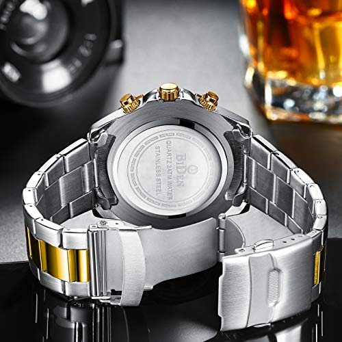 Relojes Hombre Relojes Grandes de Pulsera Militares Cronografo Diseñador Luminosos Impermeable Reloj Hombre de Acero Inoxidable Dorado Analogicos Fecha