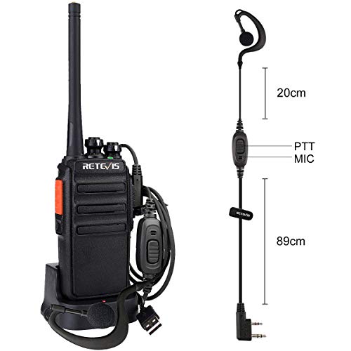 Retevis RT24 Walkie Talkie Profesionales PMR446 sin Licencia 16 Canales CTCSS DCS Walkie Talkie Recargable con Cargador USB Walkies Profesionales con Auriculars (5 Pares,Negro)