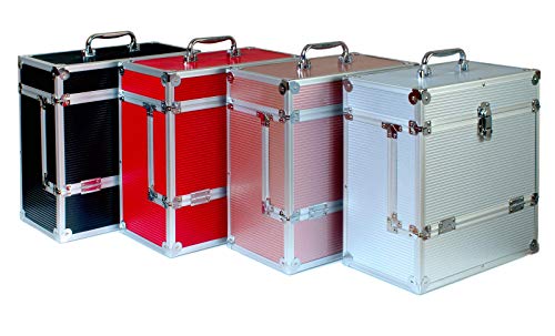 Retro Musique - Caja de almacenamiento para discos de vinilo de 12 pulgadas con solapa frontal plegable para un mejor acceso a tus LPs, rosa dorado … (Silver)