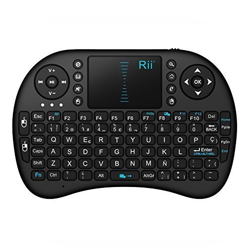 Rii Mini i8 - Teclado ergonómico con touchpad (RF 2.4 GHz, USB), color negro