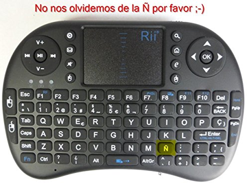 Rii Mini i8 - Teclado ergonómico con touchpad (RF 2.4 GHz, USB), color negro