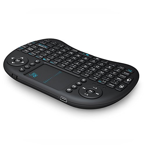 Rii Mini i8 - Teclado ergonómico con touchpad (RF 2.4 GHz, USB), color negro