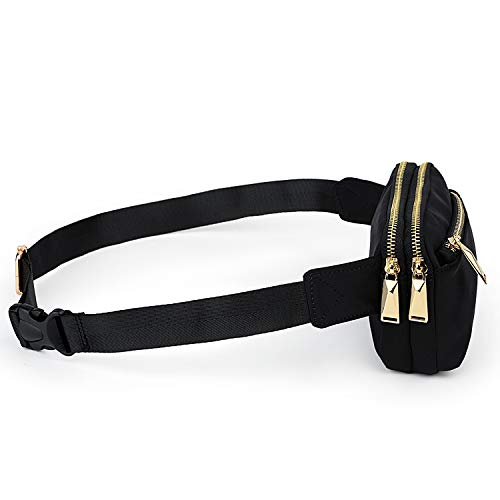 Riñoneras de Moda - UTO Riñonera Deportiva, Impermeable Viaje Cinturón, Bolso Bandolera Bolso de la Cintura, Peso Ligero Estupendo para Mujer Hombre Negro