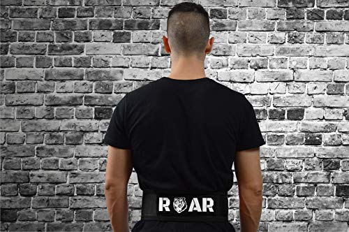 Roar® Cinturón Lumbar Gimnasio, Cinturon Gimnasio Hombre y Mujer, Cinturon Halterofilia, Powerlifting, Crossfit, Levantamiento Peso, Musculacion, Cinturon Gym Hombre, Cinturon Pesas (Negro, M)