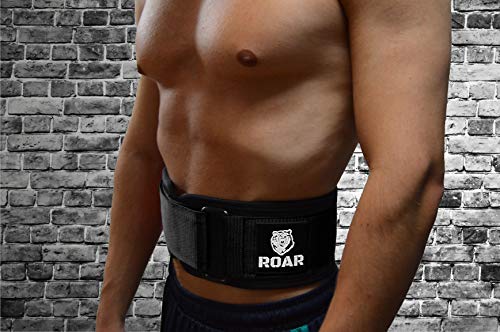 Roar® Cinturón Lumbar Gimnasio, Cinturon Gimnasio Hombre y Mujer, Cinturon Halterofilia, Powerlifting, Crossfit, Levantamiento Peso, Musculacion, Cinturon Gym Hombre, Cinturon Pesas (Negro, M)