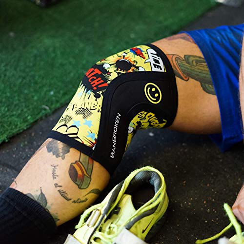 Rodilleras YELLOW FUN (2 unds) - 5mm Knee Sleeves - Halterofilia, deporte funcional, CrossFit, Levantamiento de Pesas, Running y otros deportes. UNISEX AMARILLO 1 PAR (S)